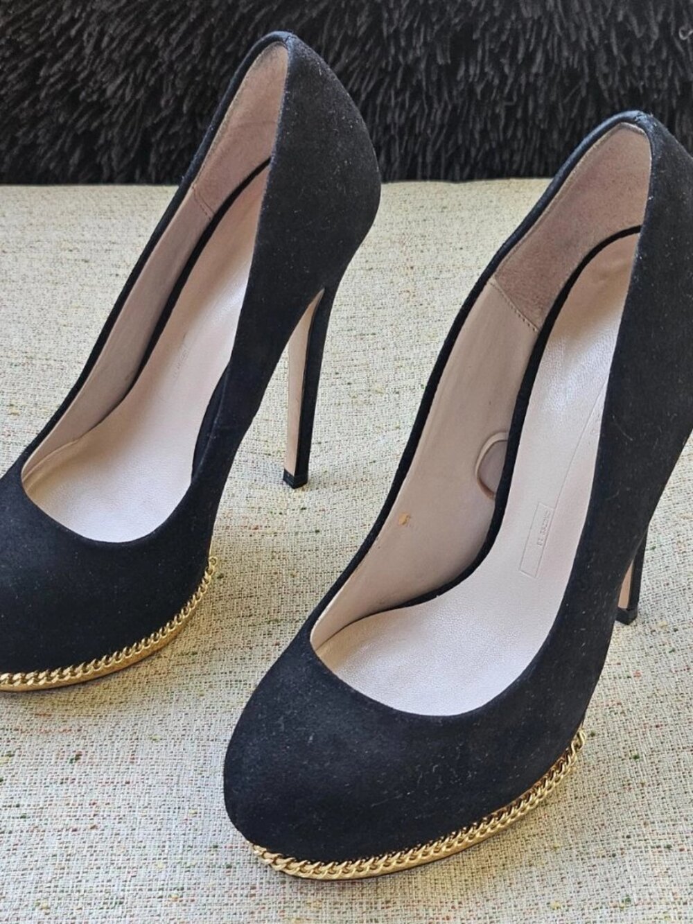 Zara Woman CRUISE 13 Heel Shoes Black Suede Pump Sandal Size 36EU 5.5US